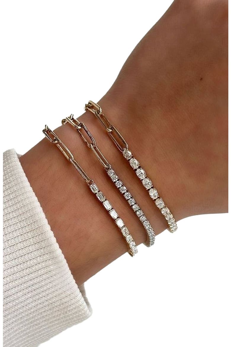 Oval Half Tennis Paperclip Bracelet Lab Diamond in 14K Gold, Alternate, color, Yellow Gold