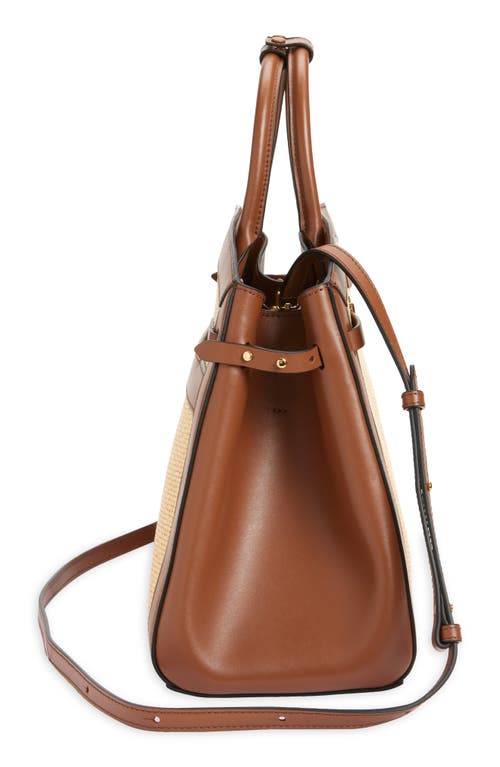 Demellier The Hudson Raffia & Leather Top Handle Bag In Brown