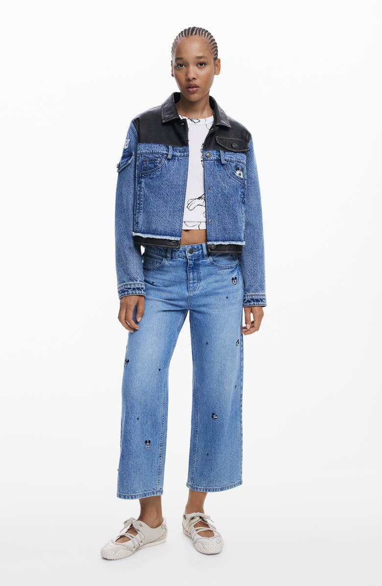 Desigual Mickey Mouse<sup>™</sup> Denim Trucker Jacket, Alternate, color, Medium Blue