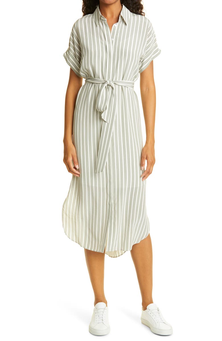 Club Monaco Tie Waist Silk Dress, Main, color,