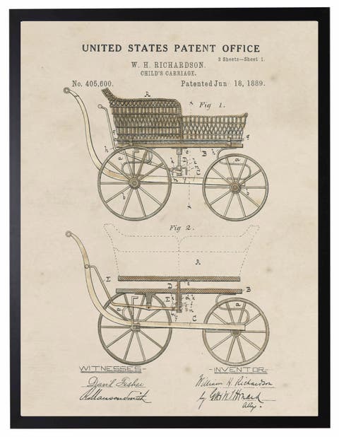 Baby Carriage Patent in Black Frame