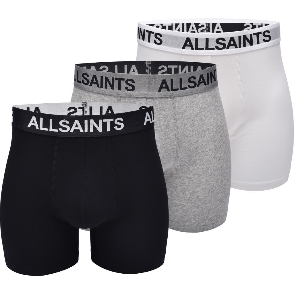 Allsaints 3-pack 5-inch Contour Pouch Boxer Briefs In Grey Multi