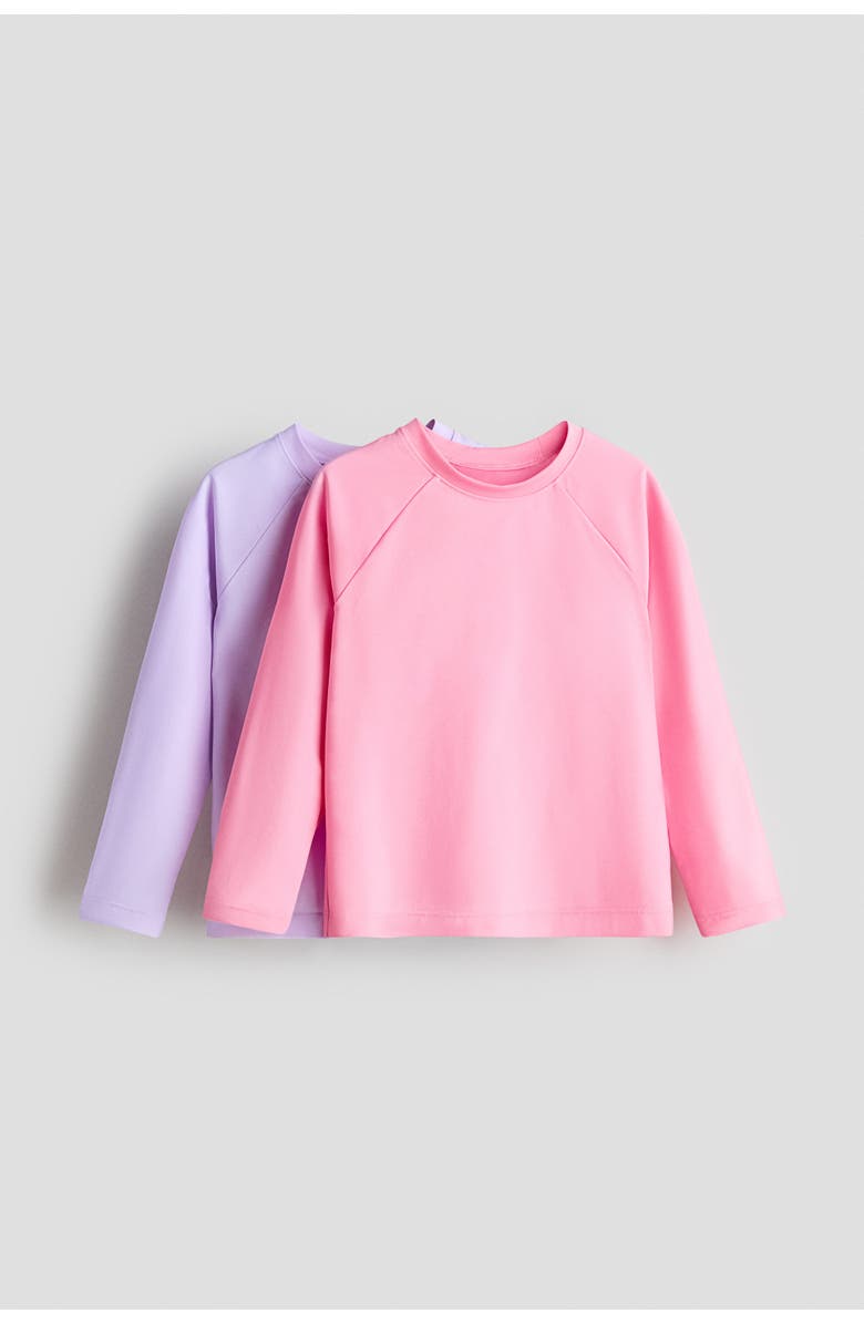 H&M 2-pack Upf 50 Swim Tops, Main, color, Pink/Purple