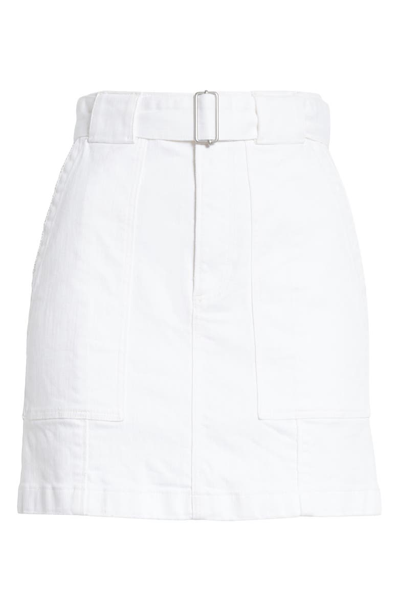 La Vie Rebecca Taylor Belted White Denim Skirt, Alternate, color, 