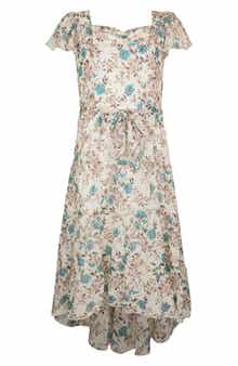 Zunie Kids' Metallic Flutter Sleeve Chiffon Party Dress