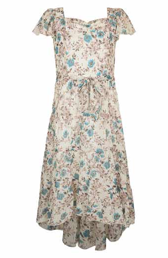 Zunie Kids' Metallic Flutter Sleeve Chiffon Party Dress