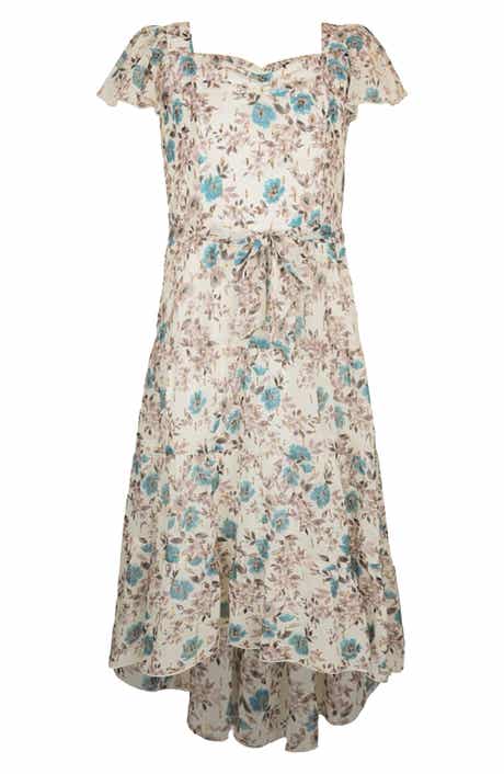 Zunie Kids' Metallic Flutter Sleeve Chiffon Party Dress