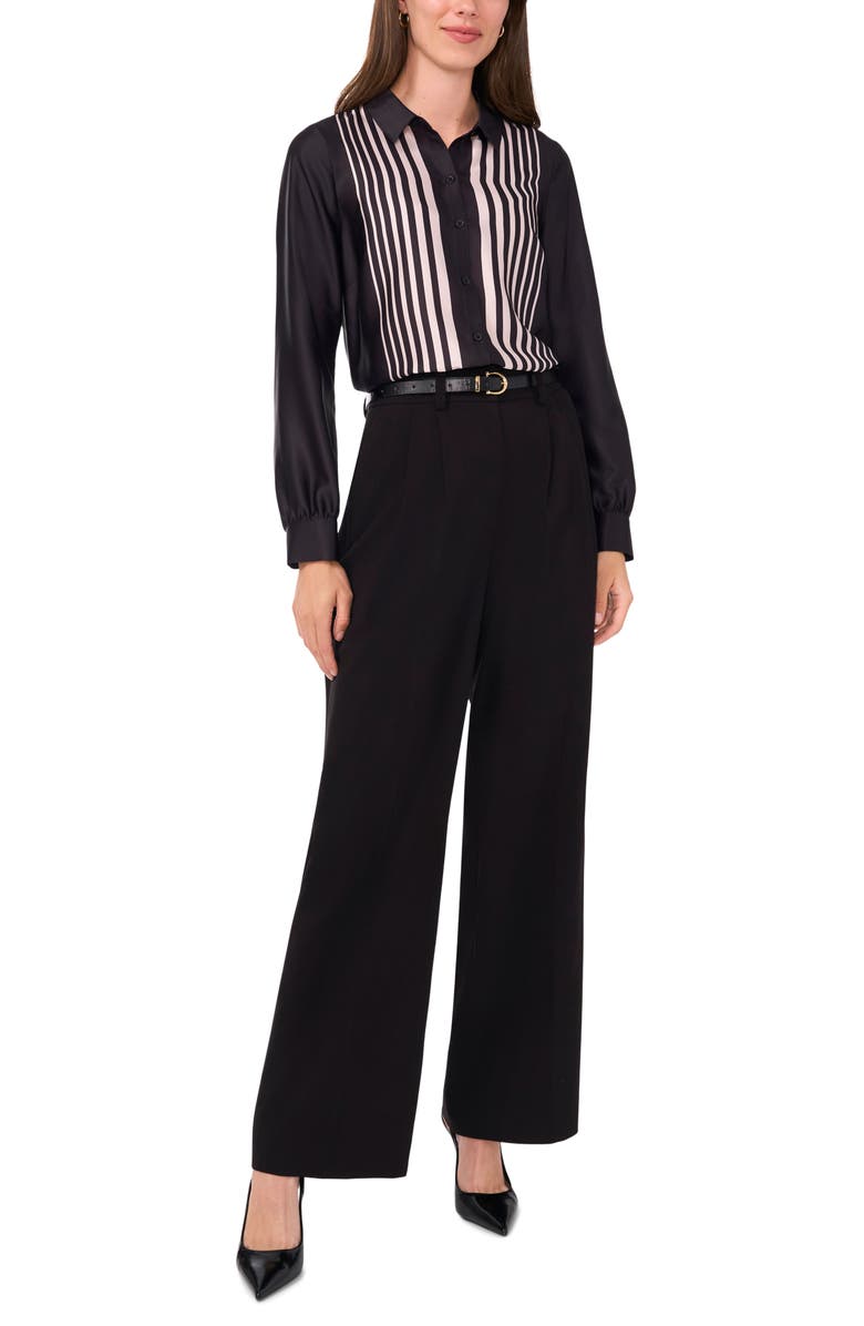 Halogen<sup>®</sup> Geo Stripe Button-Up Shirt, Alternate, color, Rich Black 060