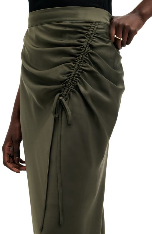 Allsaints Alexia Gathered Maxi Skirt In Tarmac Green