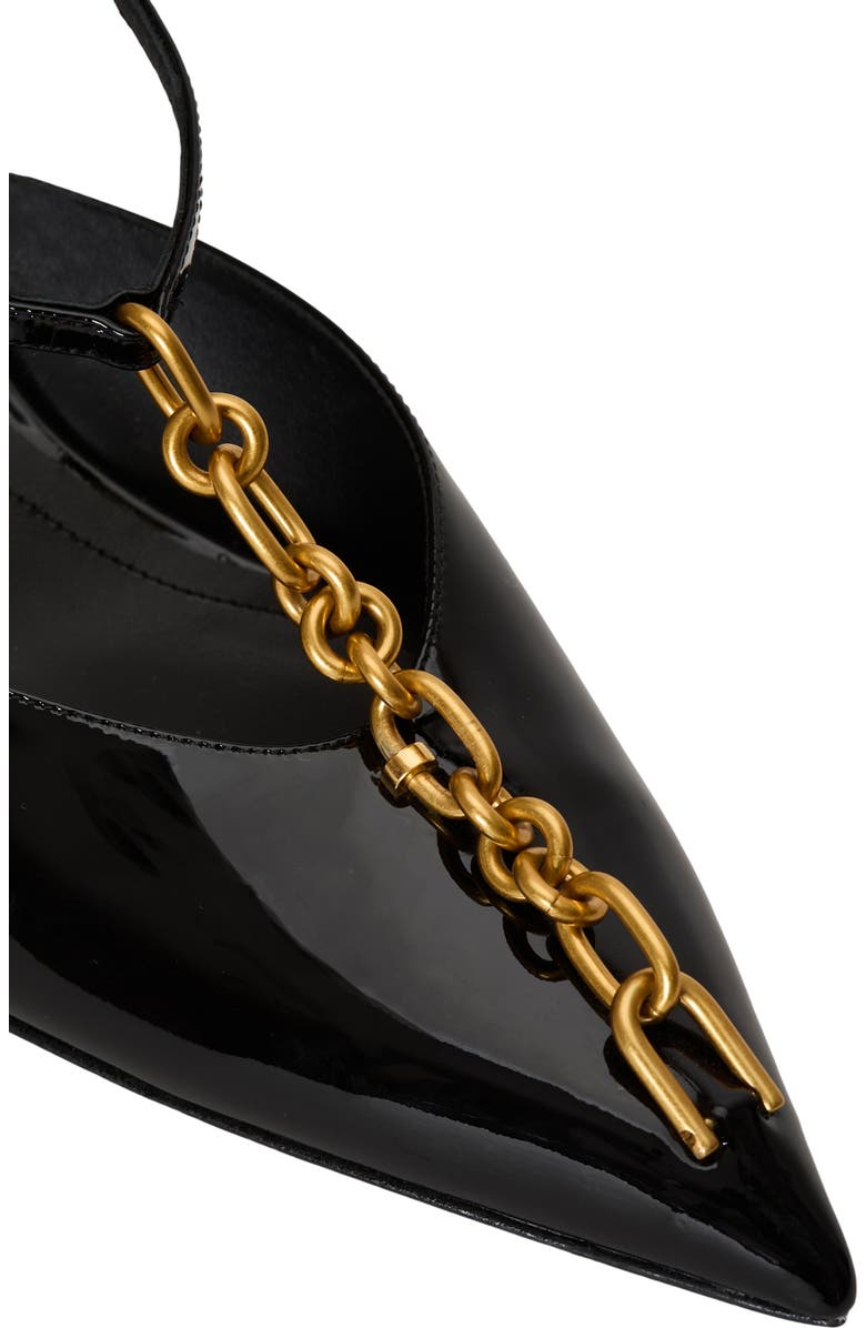 Balmain Sync chain kitten slingbacks in patent leather, Alternate, color, Black