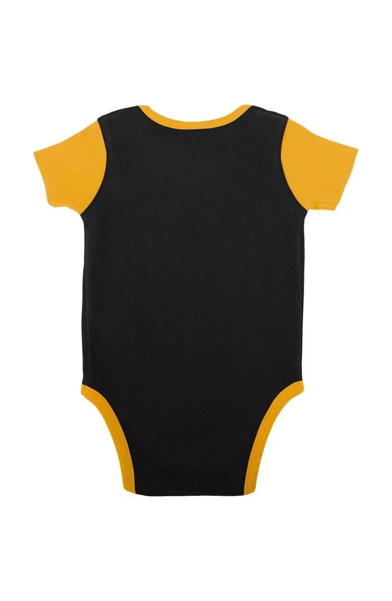 Outerstuff Newborn & Infant Black/Gold Pittsburgh Steelers Home Field Advantage Three-Piece Bodysuit, Bib & Booties Set, Alternate, color, Black