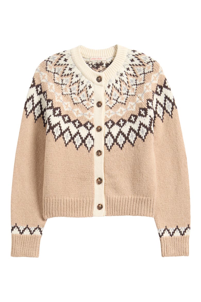 Fiorella Fair Isle Cardigan, Alternate, color, NEUTRAL FAIR ISLE