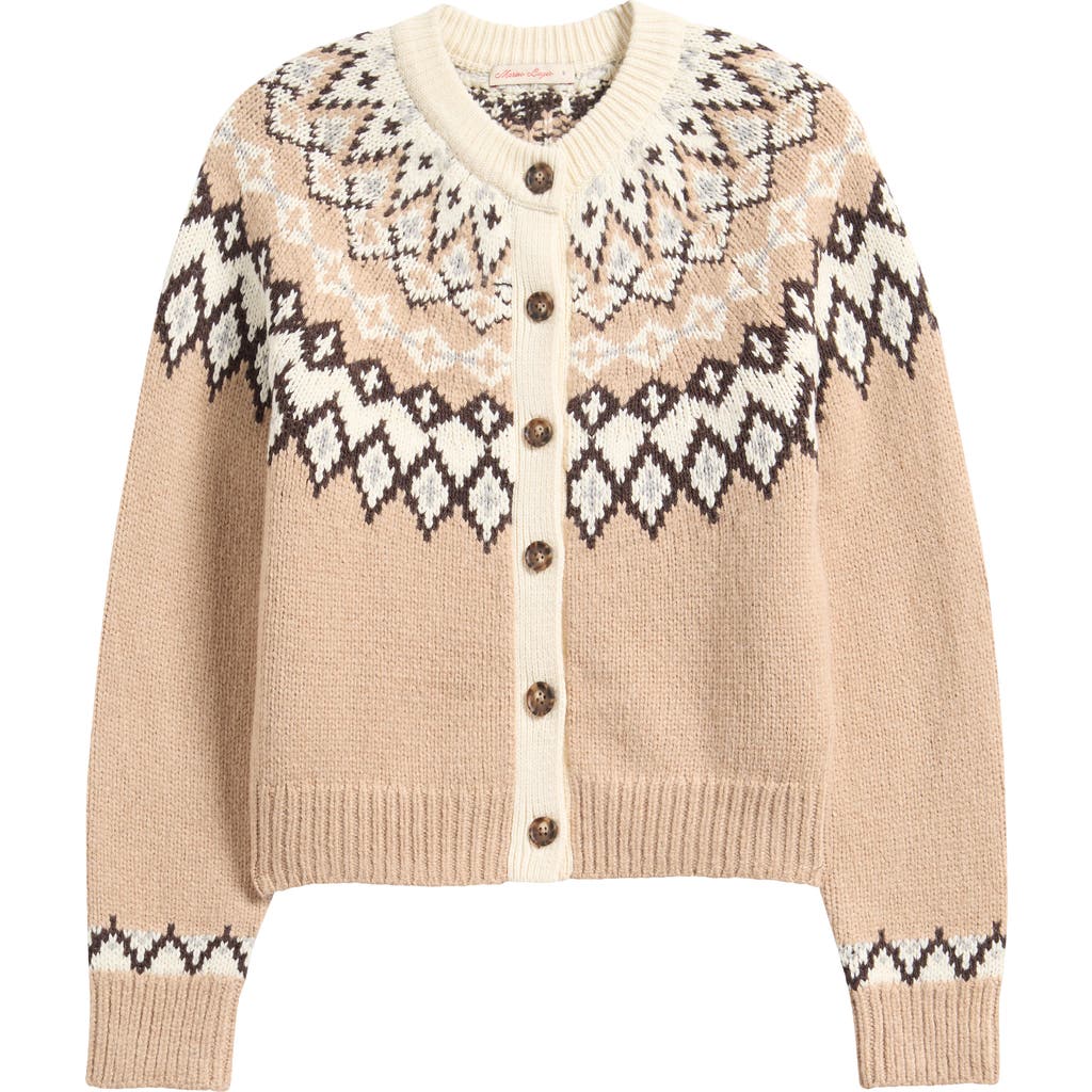 Marine Layer Fiorella Fair Isle Cardigan In Brown