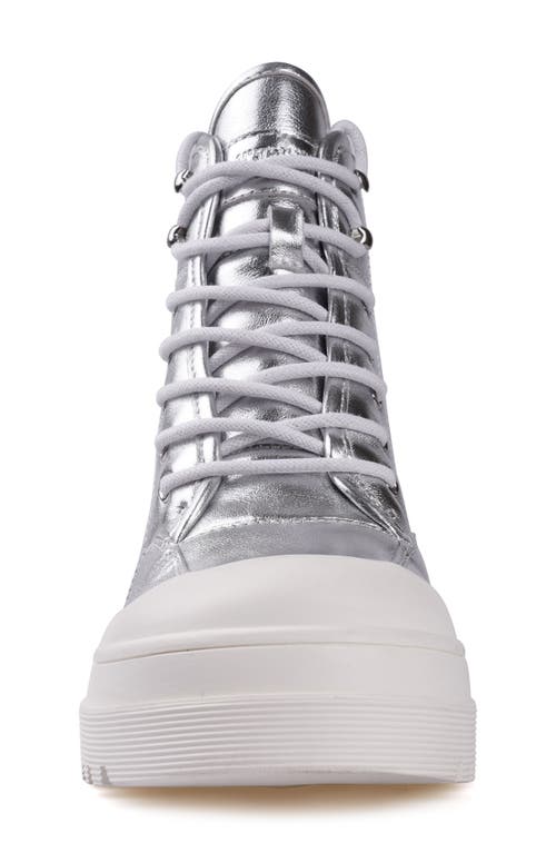 Zigi Strellah High Top Sneaker In Silver Metallic