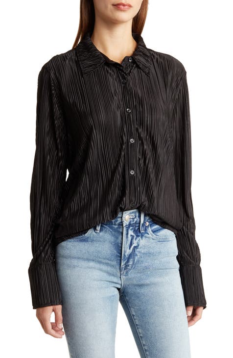 Plissé Button-Up Shirt (Regular & Plus Size)