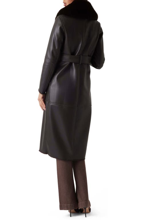 Marciano Zoey Faux Leather Coat With Removable Faux Fur Collar In Brown