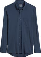 Mack Weldon SILVER Cotton Blend Piqué Button-Down Shirt