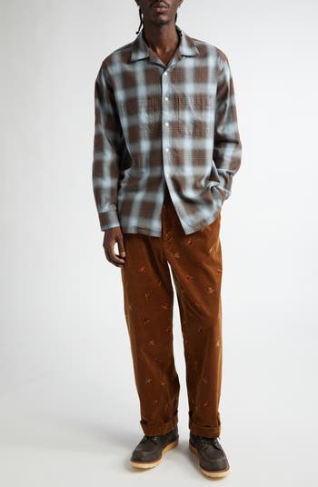 BEAMS Open Collar Ombré Plaid Button-Up Shirt | Nordstrom BEAMS Open Collar Ombré Plaid Button-Up Shirt | Nordstrom