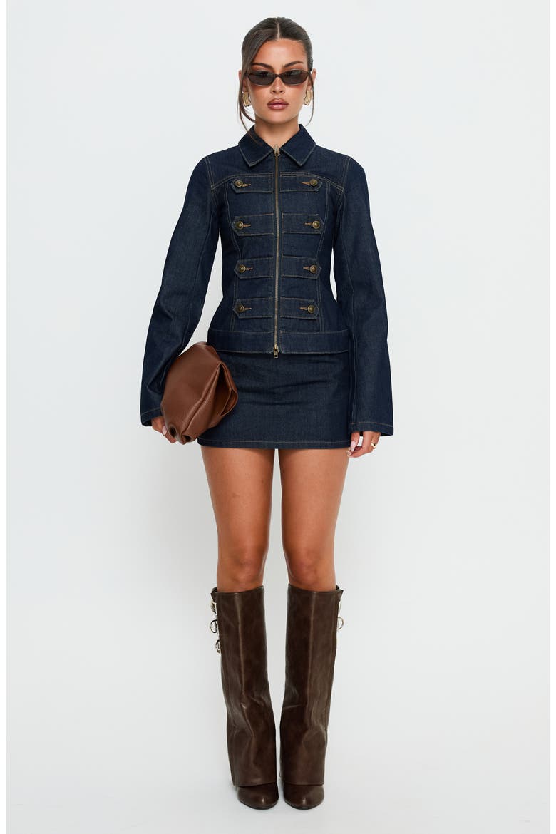 Cristen Cadet Denim Miniskirt, Alternate, color, INDIGO