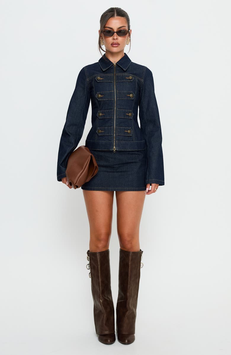 Princess Polly Cristen Cadet Denim Miniskirt, Alternate, color, Indigo