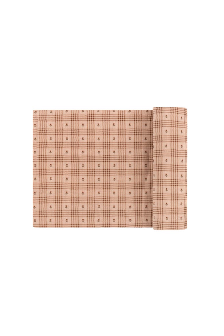 Cotton Floral Plaid Collection - Muslin Swaddle, Alternate, color, Pink