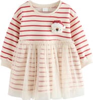 NEXT Kids' Christmas Stripe Tulle Overlay Party Dress