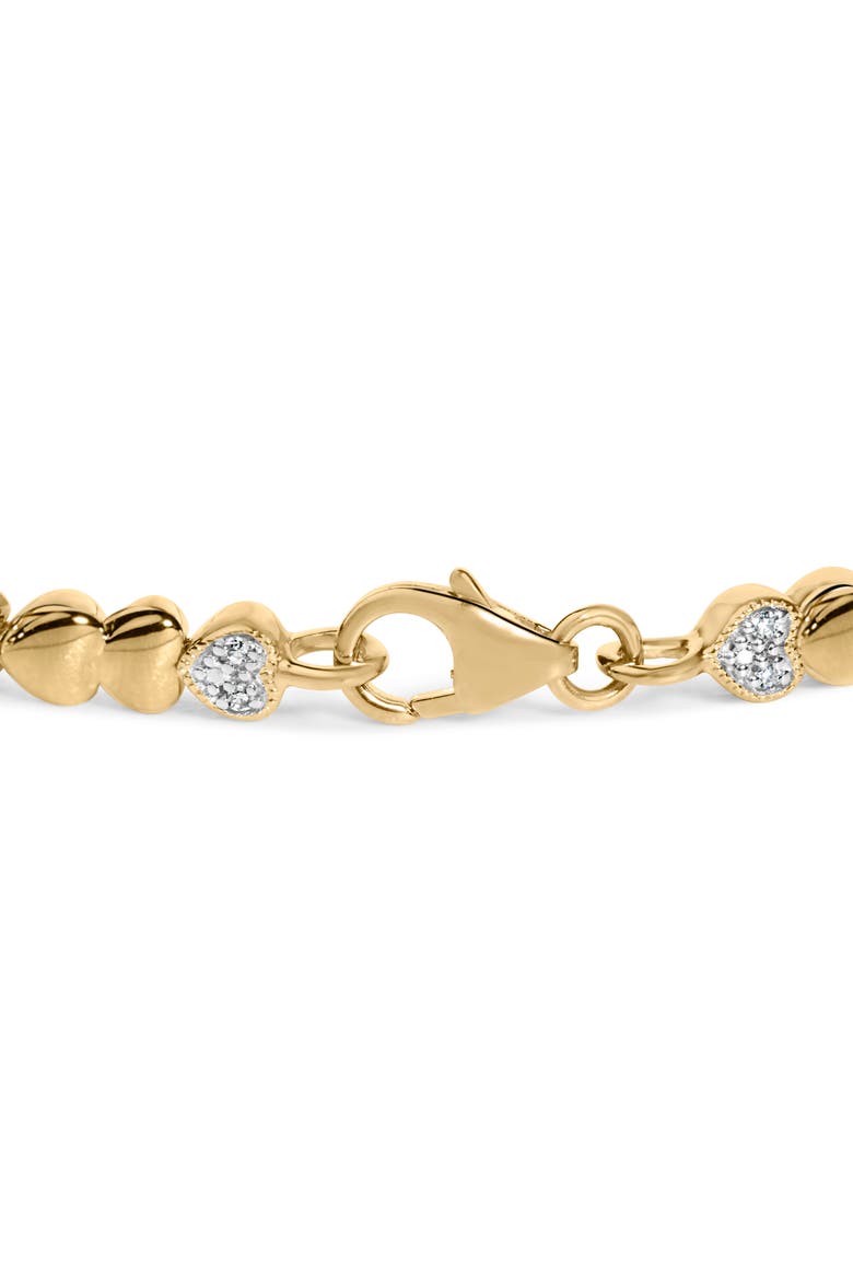 Gold Vermeil .925 Sterling Silver 1/7 Cttw Diamond Puff Heart Bangle Bracelet, Alternate, color, Silver
