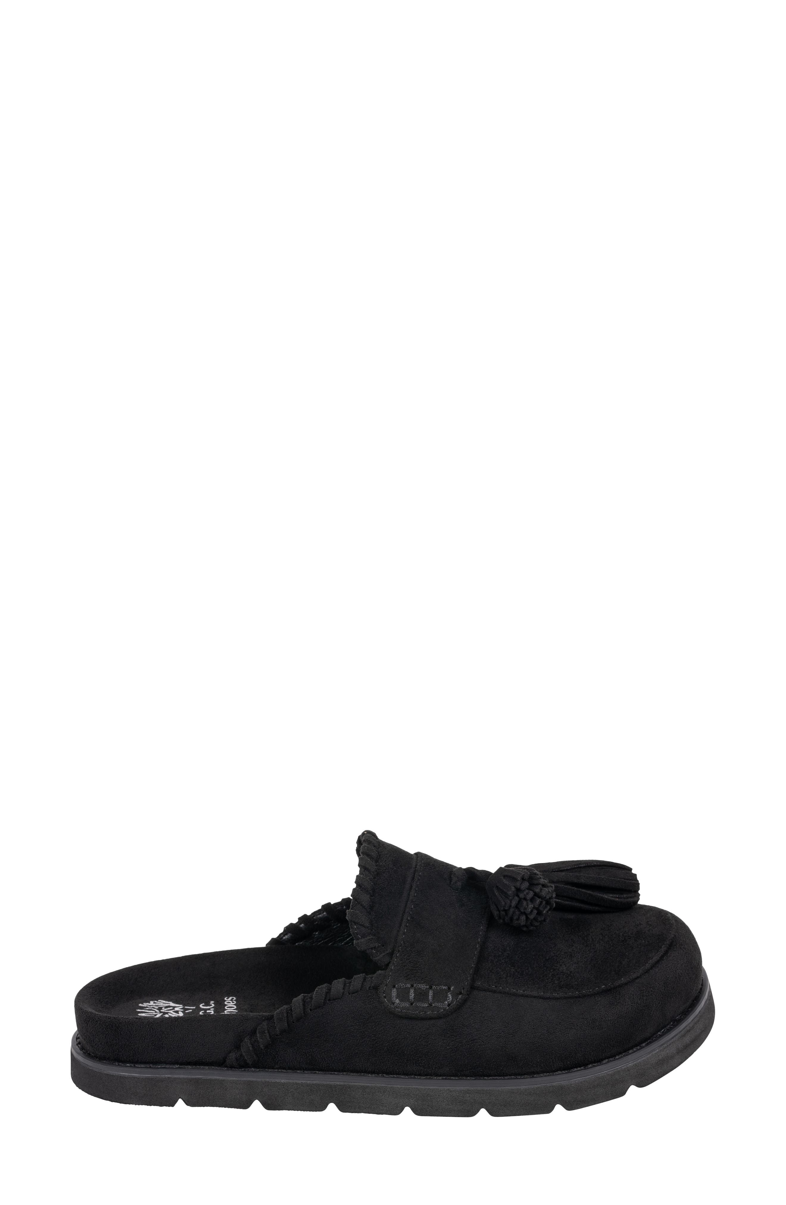 Lenox Faux Suede Tassel Clog, Alternate, color, BLACK