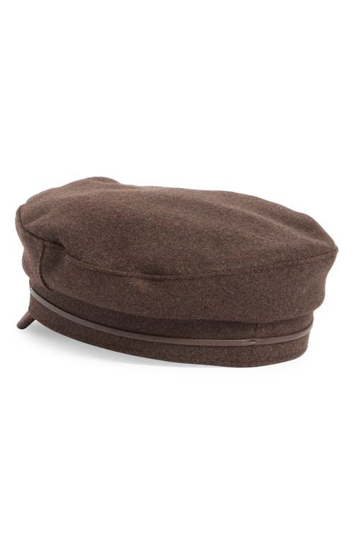 Vince Camuto Solid Felt Skipper Cap In Brown