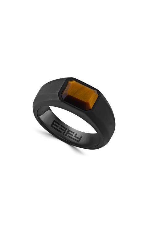 Titanium Tiger Eye Statement Ring