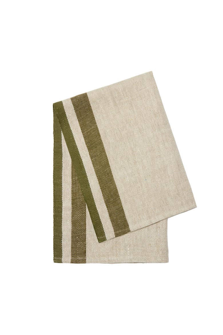 Gordes Tea Towel - Set of 2, Alternate, color, Olive, Natural 20" x 30"