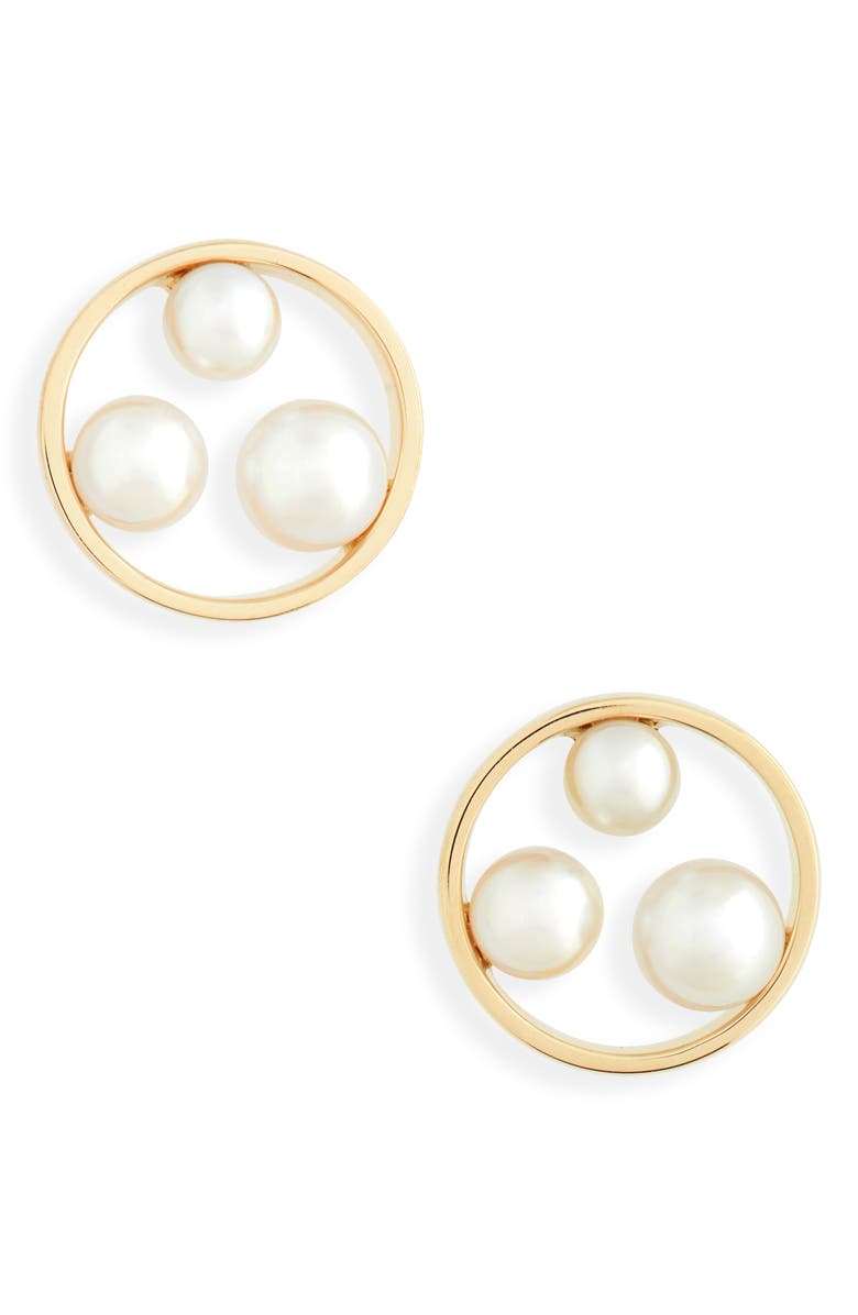Mikimoto Pearl Stud Earrings, Main, color, 