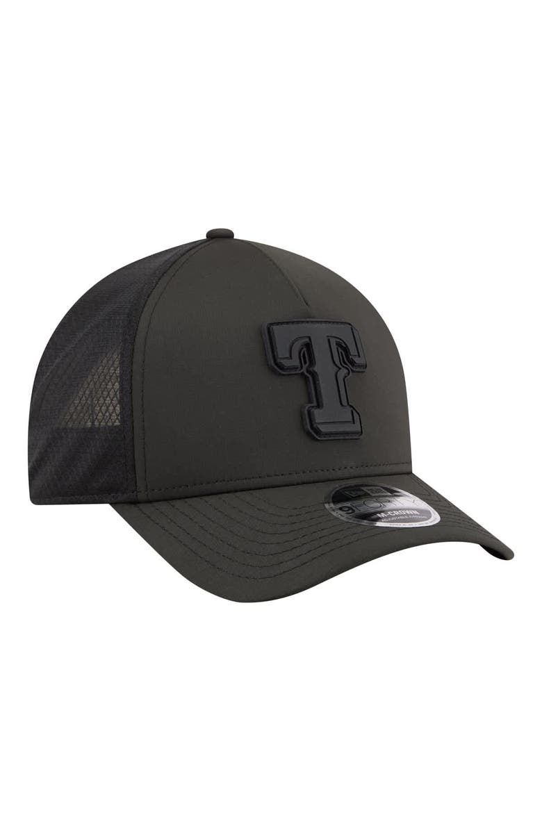 New Era Men's New Era Black Texas Rangers Badged M-Crown A-Frame 9FORTY Trucker Adjustable Hat, Alternate, color, Black