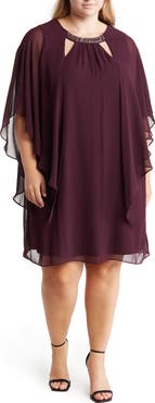 SL FASHIONS Cutout Crystal Embellished Neck Shift Cocktail Dress