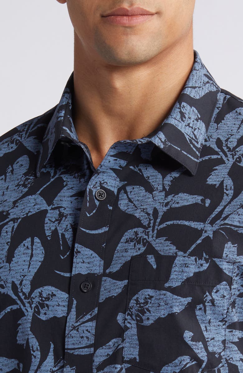 TravisMathew Photo Finish Short Sleeve Button-Up Shirt, Alternate, color, Black