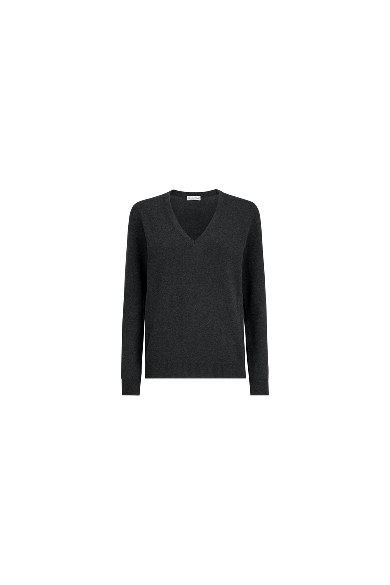 Cashmere sweater with monili, Alternate, color, Lignite