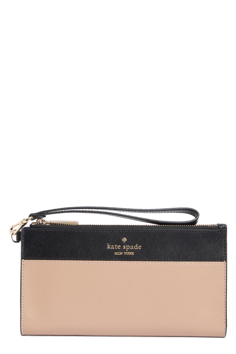 madison double zip wristlet wallet, Main, color, TOASTED HAZELNUT MULTI