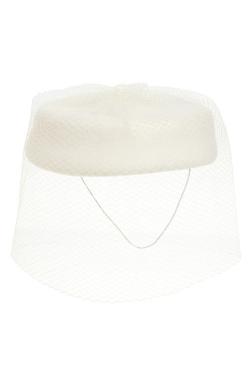 Gigi Burris Millinery Lorna Cocktail Wool Felt Hat With Veil In White