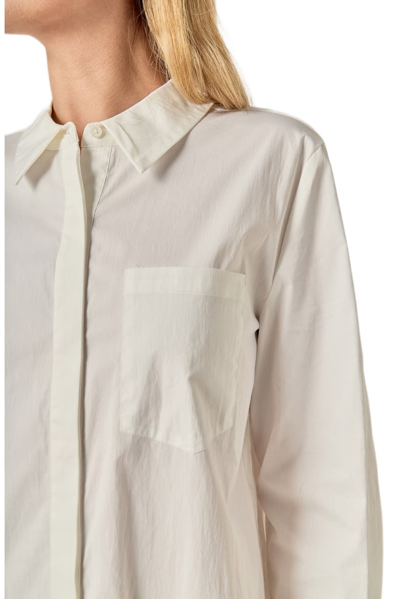 Ruffle Hem Long Sleeve Mini Shirtdress, Alternate, color, WHITE