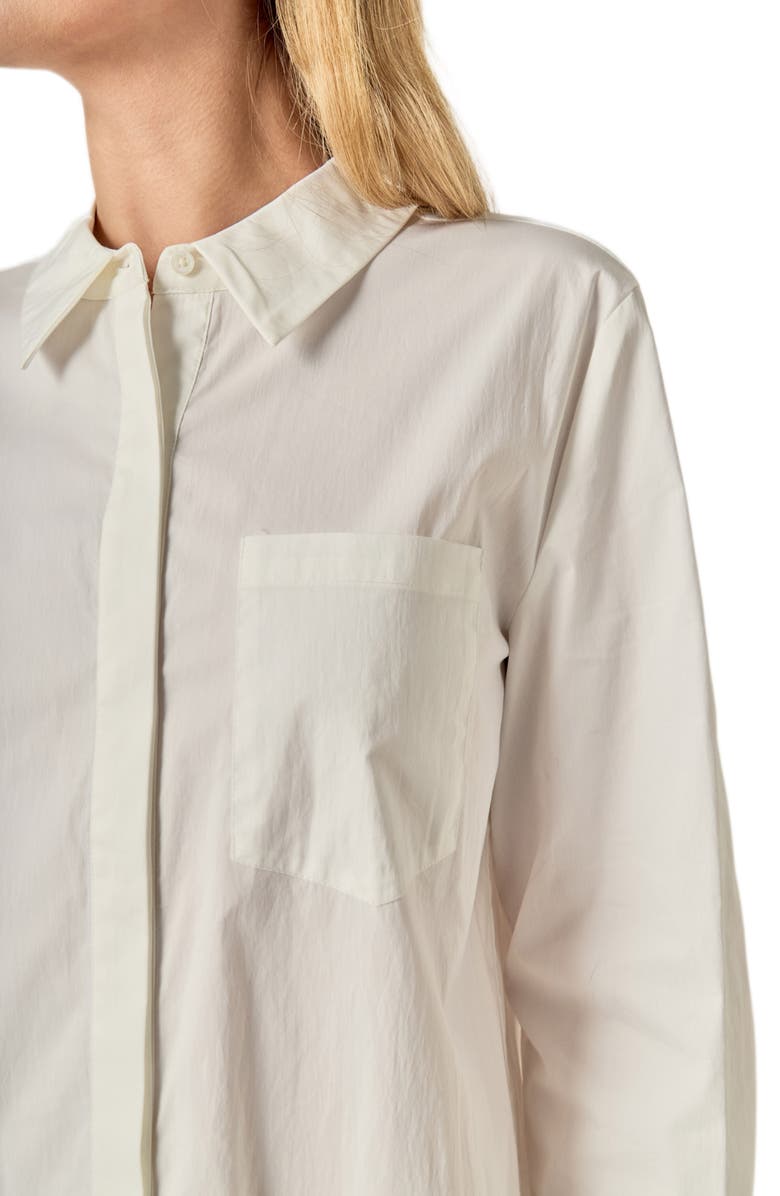 English Factory Ruffle Hem Long Sleeve Mini Shirtdress, Alternate, color, White