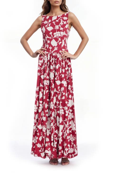 Floral Drop Waist Maxi Dress