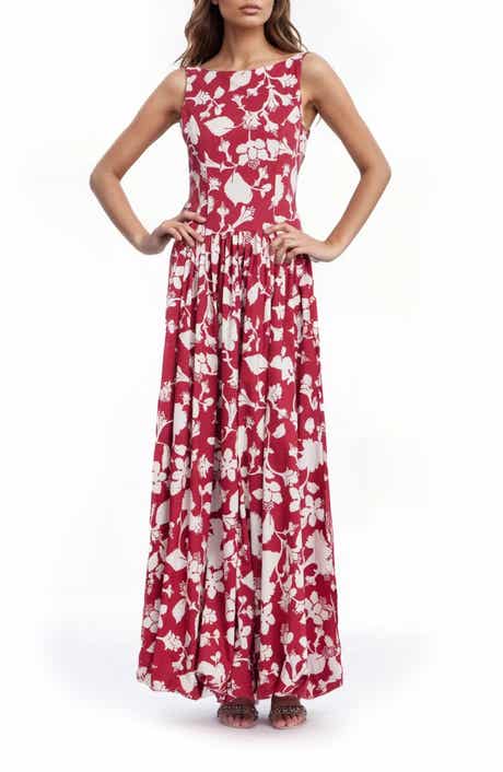 Jewel Badgley Mischka Floral Drop Waist Maxi Dress