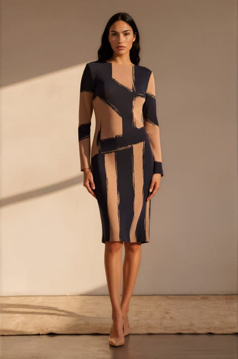 Brushstroke Soft Knit Sheath Dress