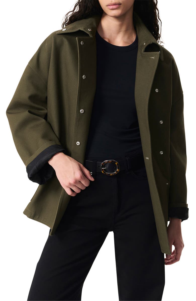 rag & bone Rue Tie Belt Cotton Jacket, Main, color, Army Green