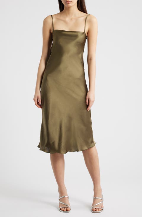 Bow Back Satin Cocktail Slipdress