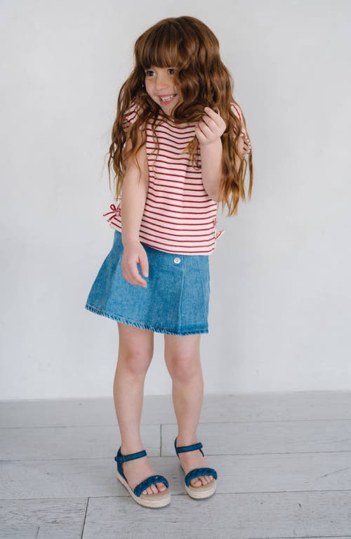 Yosi Samra Kids' Miss April Espadrille Ankle Strap Platform Wedge Sandal In Blue