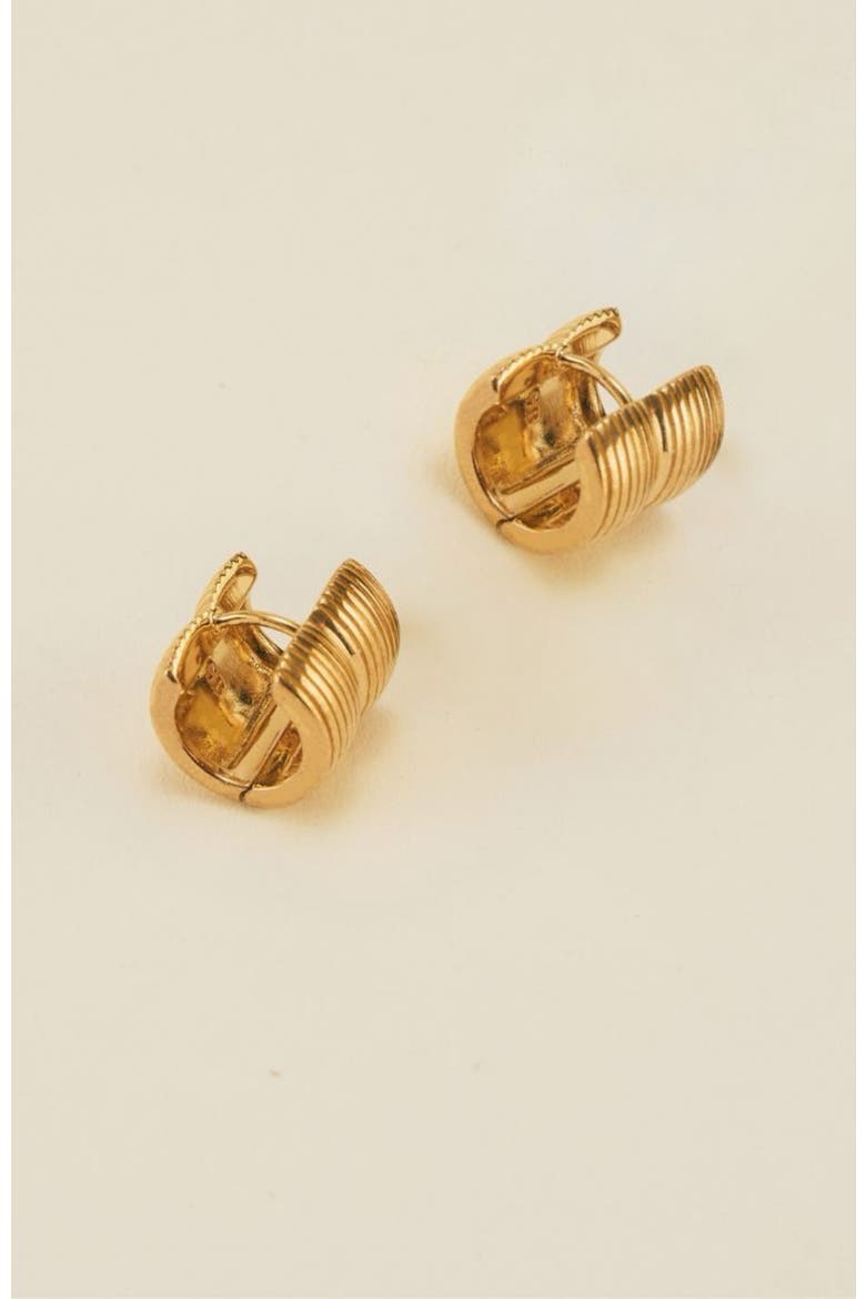 Lina Double Hoop Huggie Earring, Main, color, Gold
