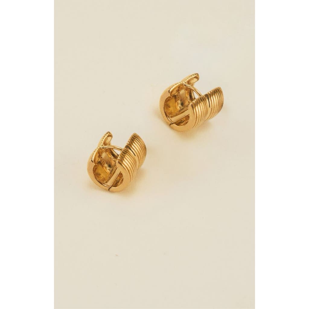 Gwen Beloti Lina Double Hoop Huggie Earring In Gold