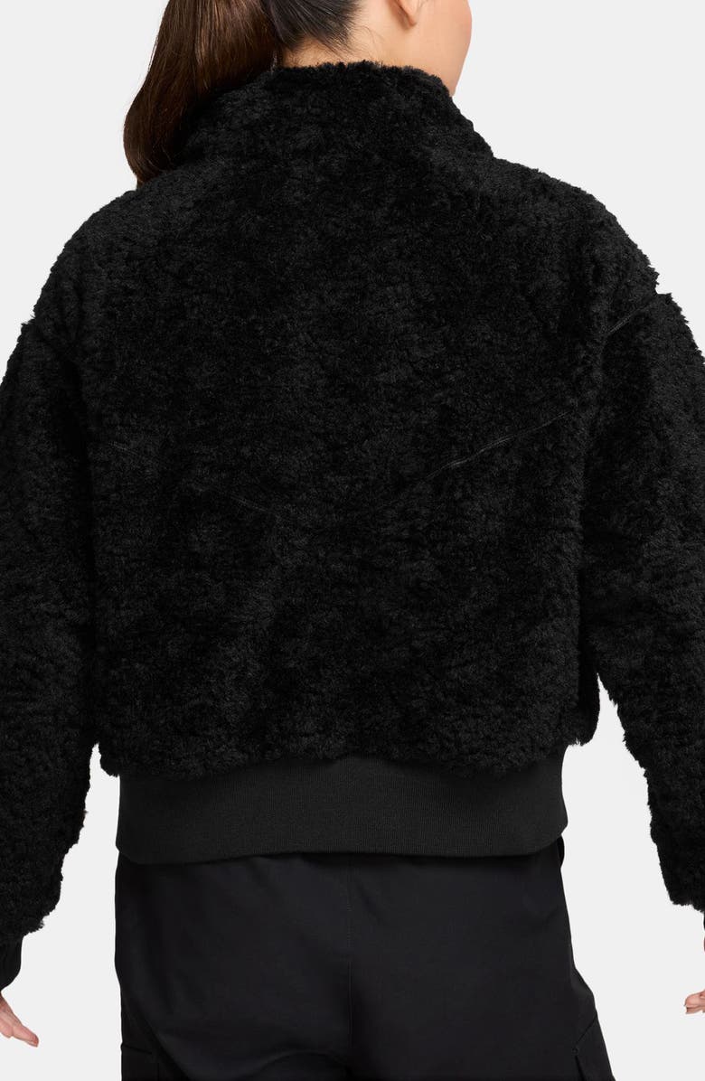 Nike Essential Faux Fur Bomber Jacket, Alternate, color, Black/ Sail