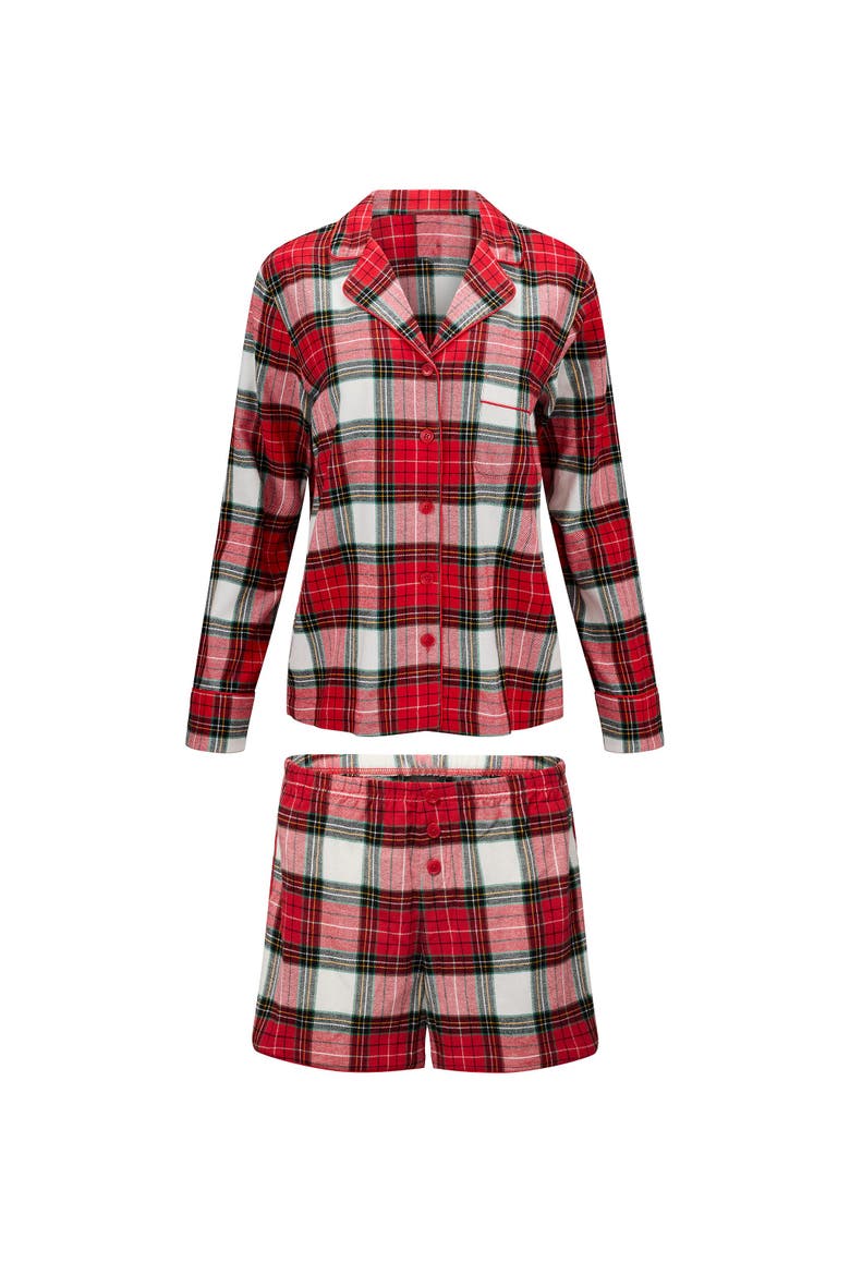 Cecelia Pajama Set, Alternate, color, Plaid beige